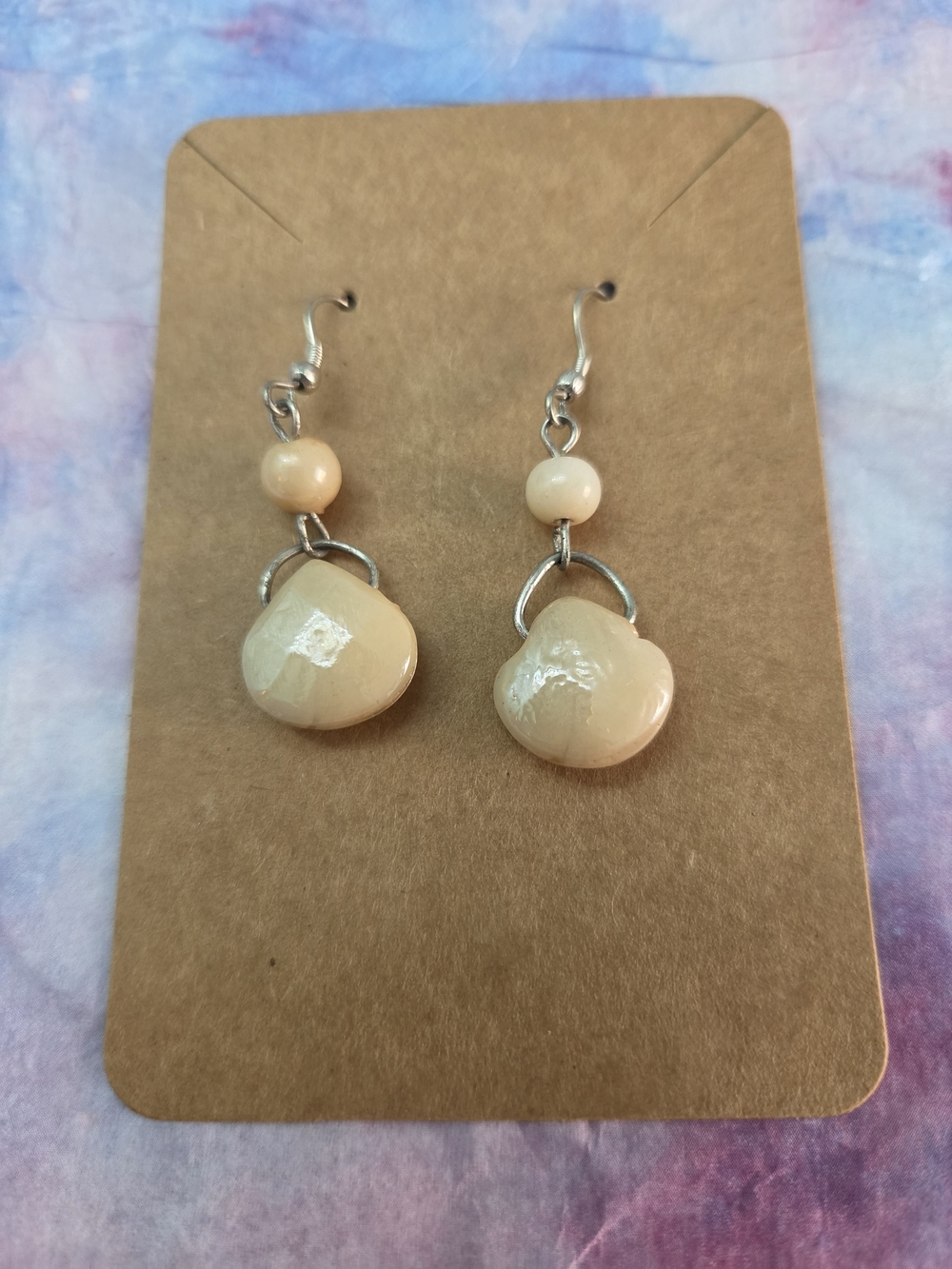 Beige Stone Drop Earrings - Women Jewelry